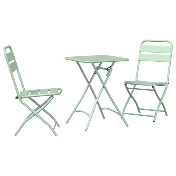 Set de Bistro Pliable 3 Pièces Vert Clair en Acier