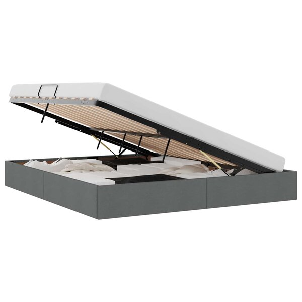 vidaXL Lit de Rangement avec stockage Gris foncé 180 x 200 cm Tissu