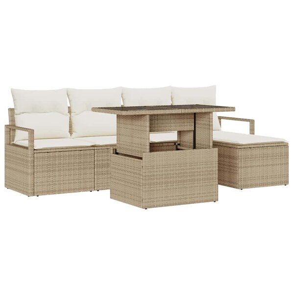vidaXL Ensemble de canapé de jardin avec coussin 6 Pièces beige et crème