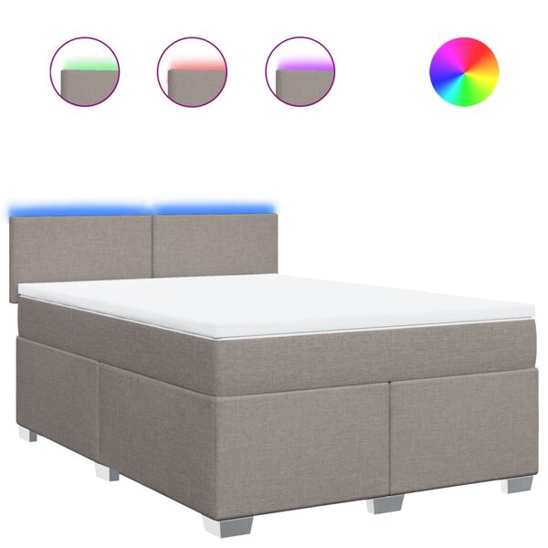 vidaXL Sommier à lattes de lit avec matelas Taupe 140x200 cm Tissu