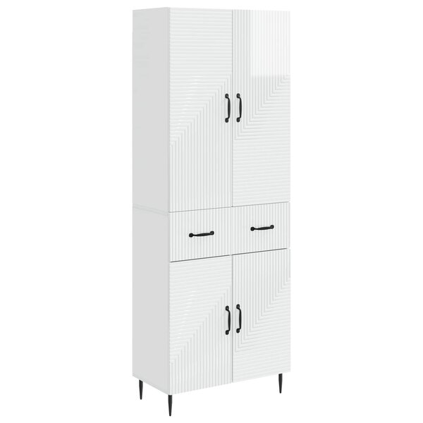 vidaXL Ensemble de Meubles 2 Pièces Blanc brillant 66 x 34 5 x 89 5 cm