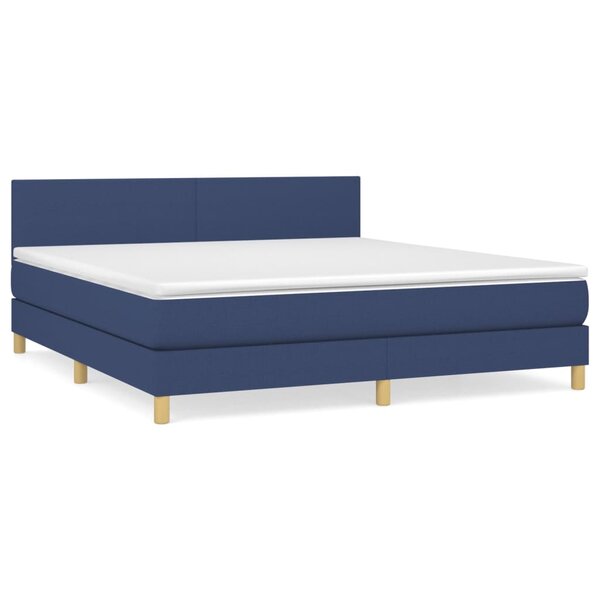 vidaXL Sommier à lattes de lit avec matelas Bleu 160x200 cm Tissu