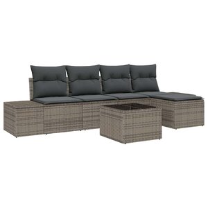 vidaXL Ensemble de canapé de jardin 6 Pièces Gris Poly rotin