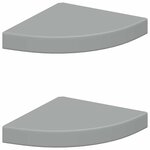 vidaXL Étagères d'angle flottantes 2 Pièces gris 25x25x3 8 cm MDF