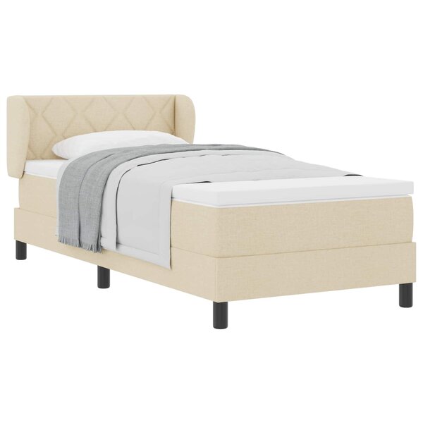 vidaXL Lit à ressorts avec matelas Crème 90 x 190 cm tissu