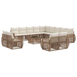 vidaXL Ensemble de canapé de jardin 14 Pièces Beige et blanc crème