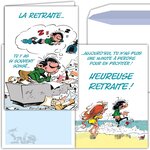 Maxi grande carte géante départ retraite gaston lagaffe franquin avec enveloppe