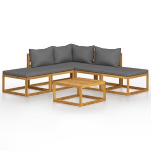 vidaXL Salon de jardin 6 Pièces avec coussins Bois d'acacia solide