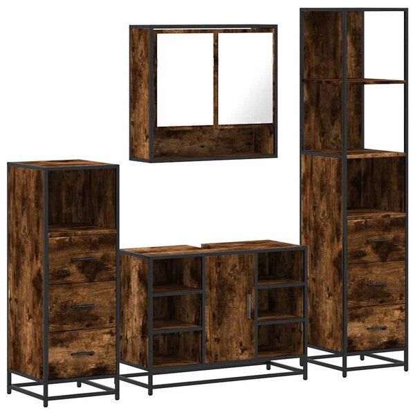 vidaXL Ensemble meubles salle de bain 4 Pièces chêne fumé bois ingénierie