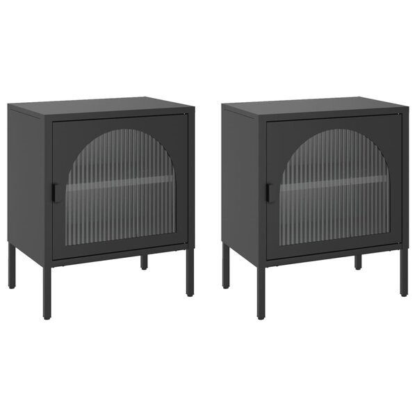 vidaXL Tables de chevet 2 Pièces noir 50x35x60 cm verre et acier