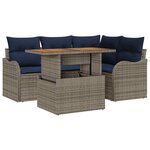 vidaXL Ensemble de canapé de jardin 5 Pièces Gris et bleu marine