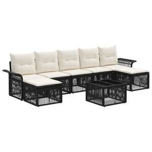 vidaXL Ensemble de canapé de jardin 8 Pièces Noir polyrotin
