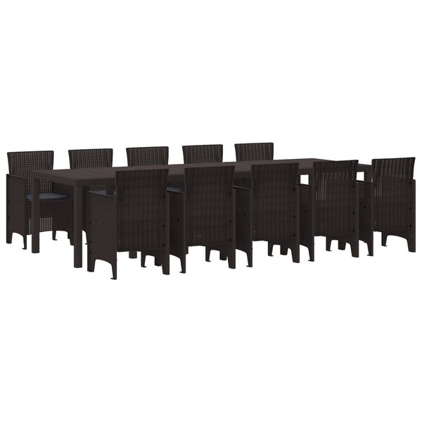 Ensemble de jardin de 11 pièces vidaXL avec coussins en poly rotin marron