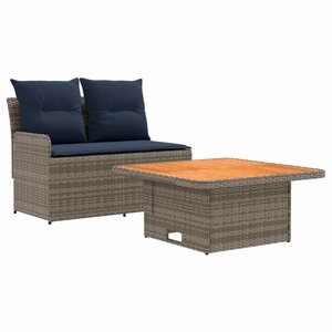 vidaXL Canapé de jardin avec accoudoirs et table relevable 2 Pièce