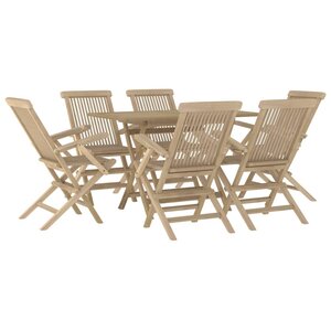 Salon de jardin meuble d'extérieur ensemble de mobilier 7 pièces gris bois de teck solide 02_0017435