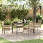 vidaXL Ensemble de jardin 5 pièces avec coussins en rattan beige