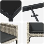 vidaXL Ensemble de salle à manger de jardin 5 pièces avec coussins en poly rattan gris clair