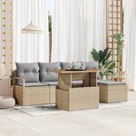 vidaXL Ensemble de canapé de jardin 6 Pièces Beige Poly rotin