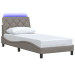 vidaXL Cadre de lit avec LED sans matelas taupe 90x190 cm tissu