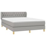 vidaXL Sommier à lattes de lit avec matelas Gris clair 140x200cm Tissu