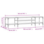 vidaXL Meuble TV chêne sonoma 201x35x45 cm bois d'ingénierie et fer