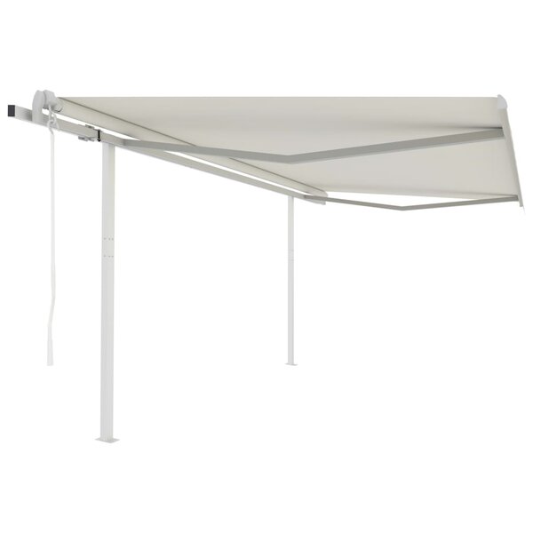 vidaXL Auvent automatique rétractable avec poteaux 4 5x3 5 m Crème