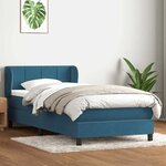 vidaXL Sommier à lattes de lit et matelas bleu foncé 90x210 cm velours
