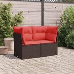 vidaXL Canapé de jardin avec coussins 2 places en résine tressée marron