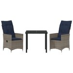 vidaXL Ensemble de salle à manger pour jardin 3 Pièces Gris polyrotin