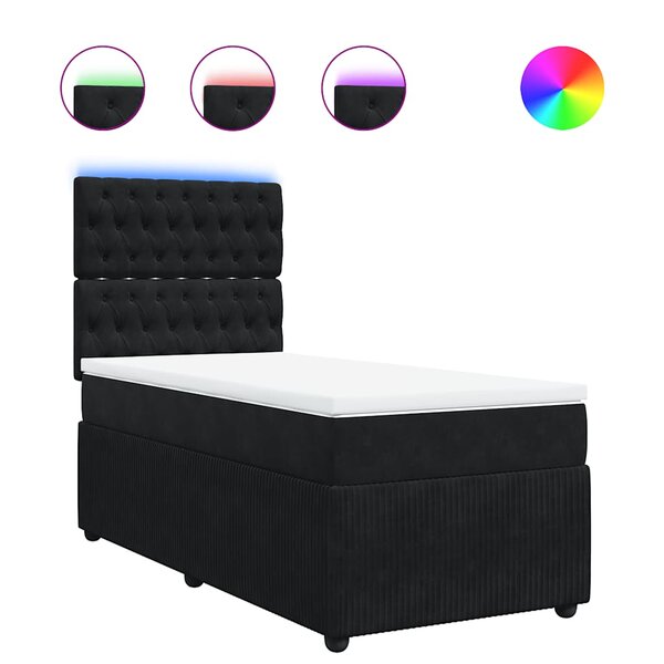 vidaXL Sommier à lattes de lit avec matelas Noir 100x200 cm Velours