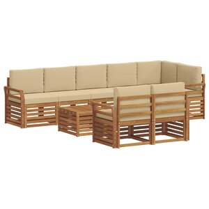 vidaXL Ensemble de canapés d'extérieur 9 pc Naturel et Beige Polyester