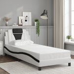 vidaXL Cadre de lit avec LED sans matelas blanc et noir 80x200 cm