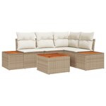 vidaXL Ensemble de Canapé 5 Pièces de Jardin avec Coussins Beige Poly Rattan Acacia