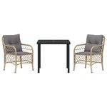 vidaXL Ensemble de salle à manger pour jardin 3 Pièces Beige Poly rotin