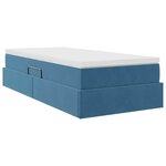vidaXL Lit avec rangement et matelas Bleu foncé 90 x 200 cm Velours