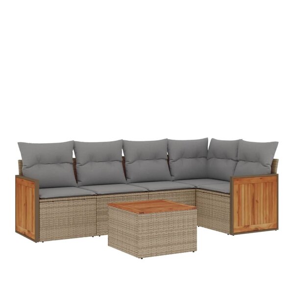 vidaXL Salon de jardin avec coussins 6 Pièces beige résine tressée