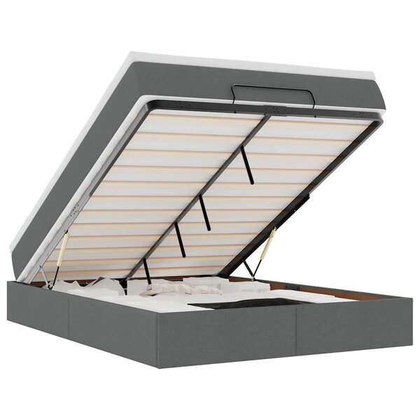 VidaXL Cadre de lit ottoman avec matelas gris foncé 140x200 cm tissu