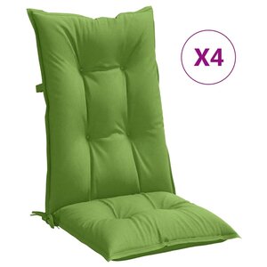 vidaXL Coussins de chaise à dossier haut lot de 4 vert mélangé tissu