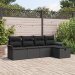 vidaXL Ensemble de canapé de jardin 5 pièces Noir Poly Rotin avec coussins