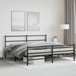 vidaXL Cadre de lit métal sans matelas avec pied de lit noir 183x213cm