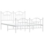 vidaXL Cadre de lit métal sans matelas et pied de lit blanc 140x190 cm