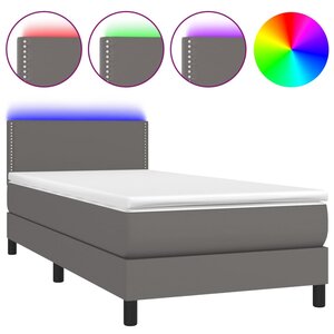 vidaXL Sommier à lattes de lit avec matelas et LED Gris 100x200 cm
