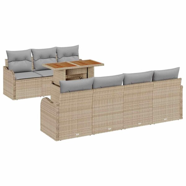 vidaXL Ensemble de canapé de jardin 8 Pièces beige et gris clair