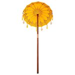 vidaXL Parasol balinais Jaune (90-100) x 260 cm Coton et bois massif