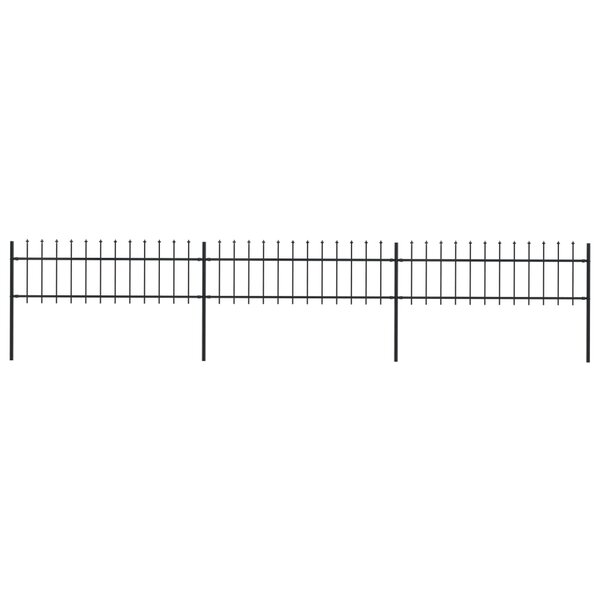 vidaXL Clôture de jardin avec dessus en lance Acier 5 1 x 0 6 m Noir