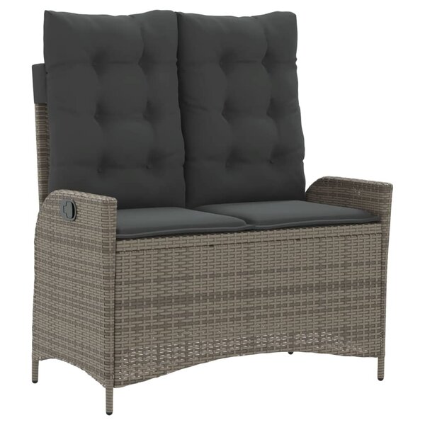 vidaXL Banc inclinable de jardin avec coussins gris résine tressée