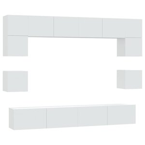 vidaXL Ensemble de meubles TV 8 Pièces Blanc Bois d'ingénierie