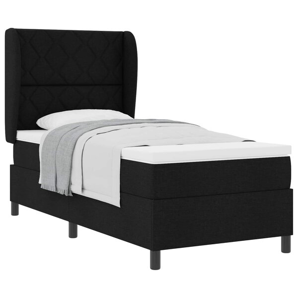 vidaXL Lit à ressorts avec matelas Noir 100 x 200 cm tissu