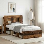 vidaXL Cadre de lit avec rangement Bois ancien 90 x 190 cm