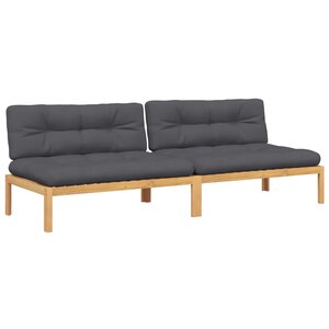 vidaXL Canapés centraux palette de jardin 2Pièces et coussins bois acacia